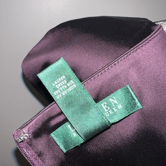 Ralph Lauren Deep Purple Satin Cocktail Dress/Ruched Waist/Size 6 - Picture 11 of 14